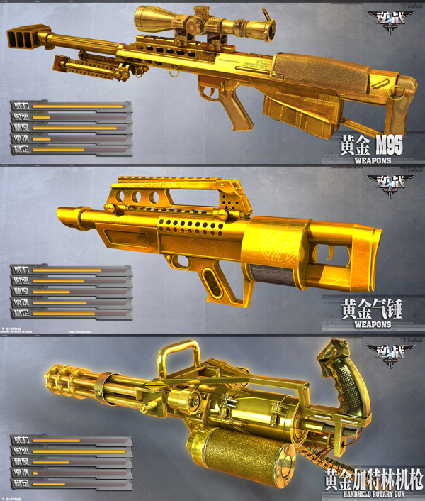 黄金m95,黄金气锤,黄金加特林机枪