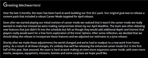 《机甲战士5：雇佣兵》首个DLC预计延期至6月 但内容加量