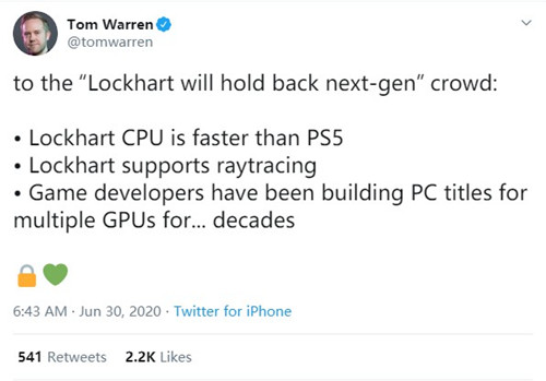 Xbox"Lockhart"再曝新消息 CPU比PS5快、支持光追