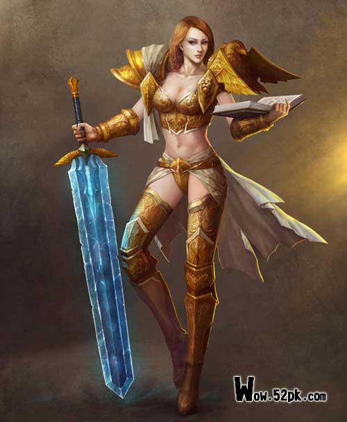 人类女元帅战士  想当初在60级时某战士或骑士背一把巨大的双手剑再配