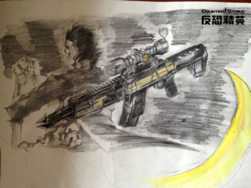 绝对是真爱 13岁玩家手绘CSOL武器