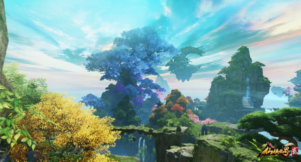 《仙侠世界2》游戏原画 月神宫畔灵隐峰
