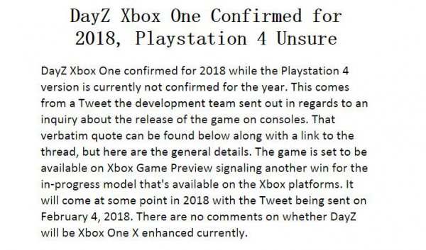 时隔4年终于测试结束了？ DayZ即将登陆Xbox发售正式版