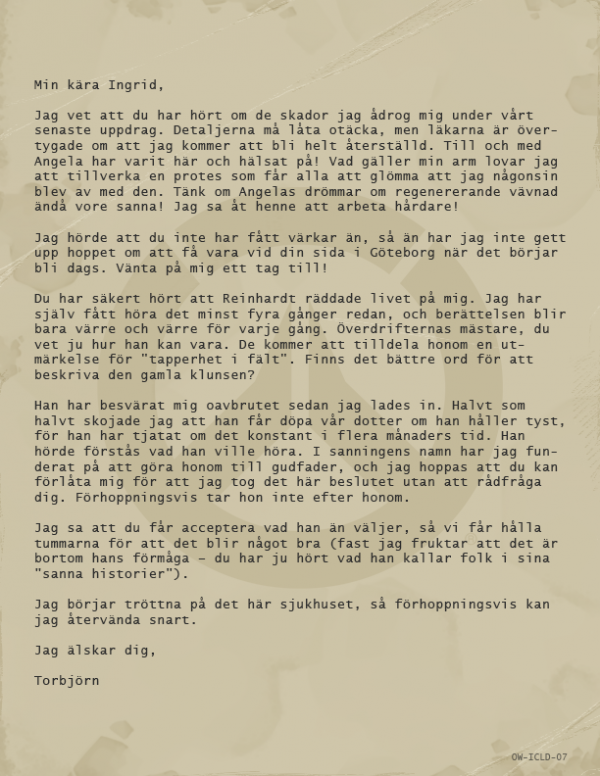 《守望先锋》官方再曝新英雄情报 托比昂给妻子的信