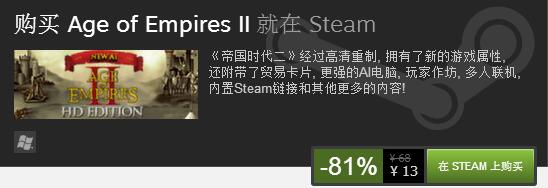 Steam周中特惠：《堡垒》《帝国时代2HD》等特价促销