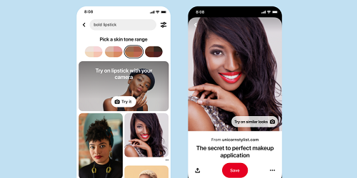 Pinterest AR彩妆试色功能已支持超1万款产品
