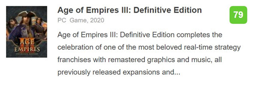 《帝国时代3：决定版》媒体评分解禁 M站79分