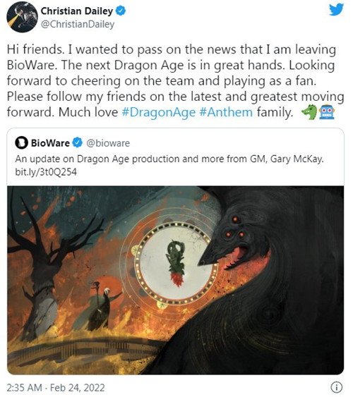 《龙腾世纪4》开发顺利 执行制作人已离开BioWare