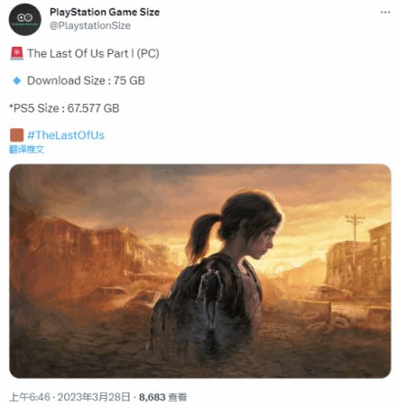 《最後生還者：第一部》PC版預載大小約為75GB