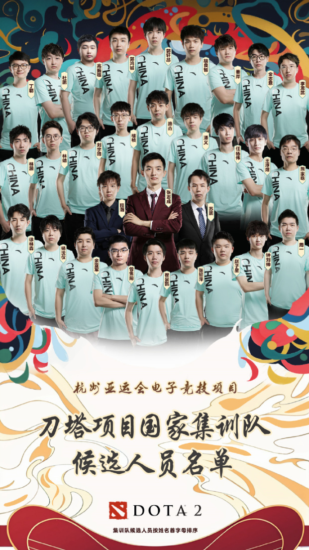 杭州亚运会电子竞技（刀塔项目）国家集训队候选人名单公布