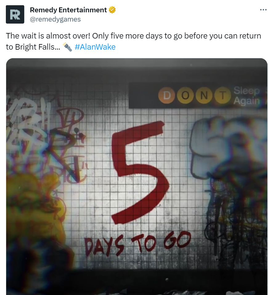 官方溫馨提醒：《心靈殺手2》還有5天發售