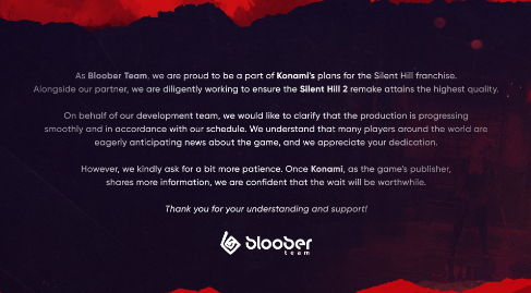 BIoober Team针对《寂静岭2重制版》发布公告