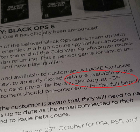 传《使命召唤：黑色行动6》测试版8月底向预购玩家开放